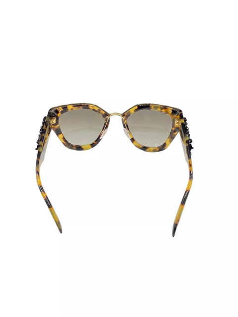 Prada Ornate Crystal Bead Black Brown Tortoise Gold Sunglasses Spr 10T 7S0-0A7