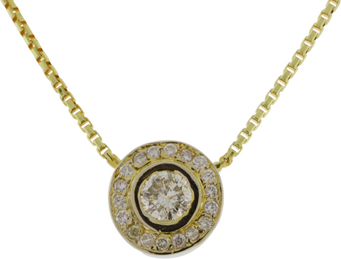 14K Yellow Gold 1.01cttw. Diamond Halo Style Necklace