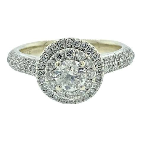 14K White Gold 3.7g 88 Diamonds .88 Carat T.W. Diamond Engagement Ring Size 6