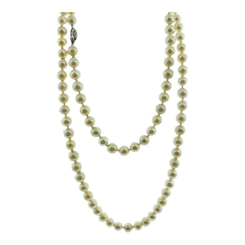 Cultured Akoya Strand Necklace with 14KT Gold & Diamond Clasp
