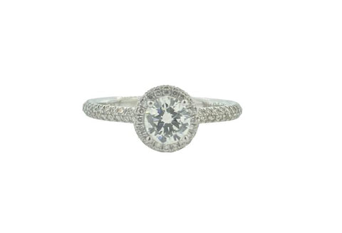 18K White Gold 2.1g 114 Diamonds .910cttw Diamond Engagement Ring Size 6.5