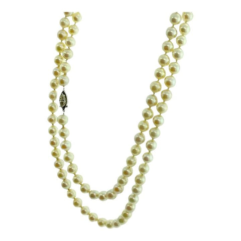 Cultured Akoya Strand Necklace with 14KT Gold & Diamond Clasp