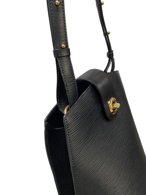 Vintage Louis Vuitton Cluny Epi Leather Shoulder Bag Black Gold
