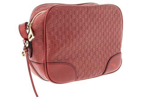 Gucci Mini Bree Micro Guccissima Messenger Bag in Red