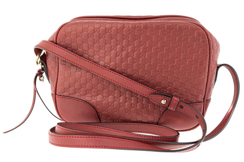 Gucci Mini Bree Micro Guccissima Messenger Bag in Red