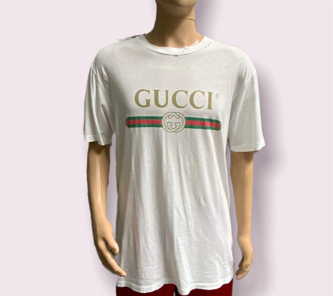 Gucci Distressed Logo T-Shirt Medium