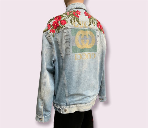 Gucci Embroidered Modern Denim Jacket Size 48