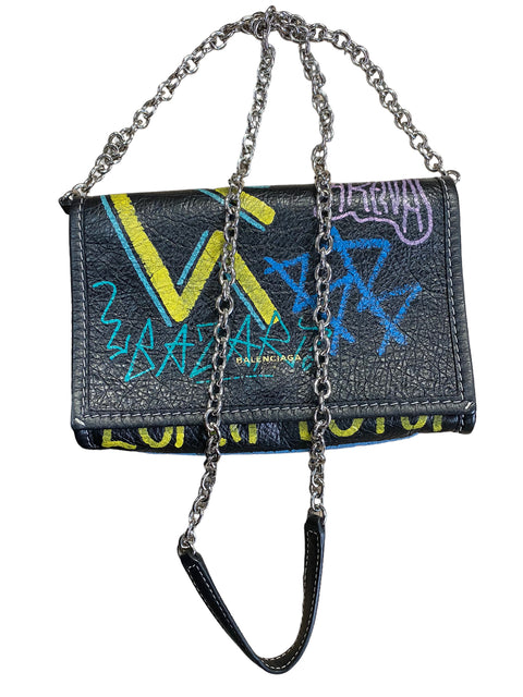 Balenciaga Graffiti Wallet on Chain Leather Bag