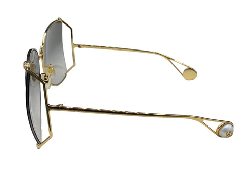 Gucci Square Metal Sunglasses GG0252S Gold