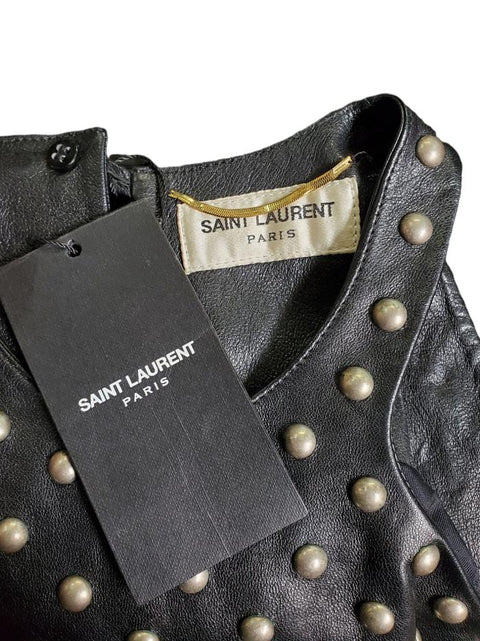 Saint Laurent Leather Studded Mini Dress Size Small