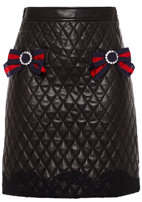 Gucci Embellished Quilted Leather Skirt