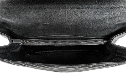 Saint Laurent College Large Quilted Shoulder Bag in Black
